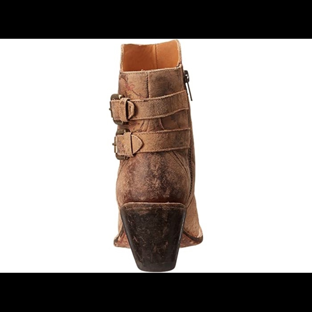 Women's Floral Embossed Western Ankle Boots - Taupe - Picture 2 of 10